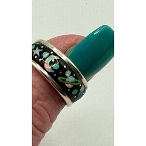 Night sky galaxy ring sterling silver size 10